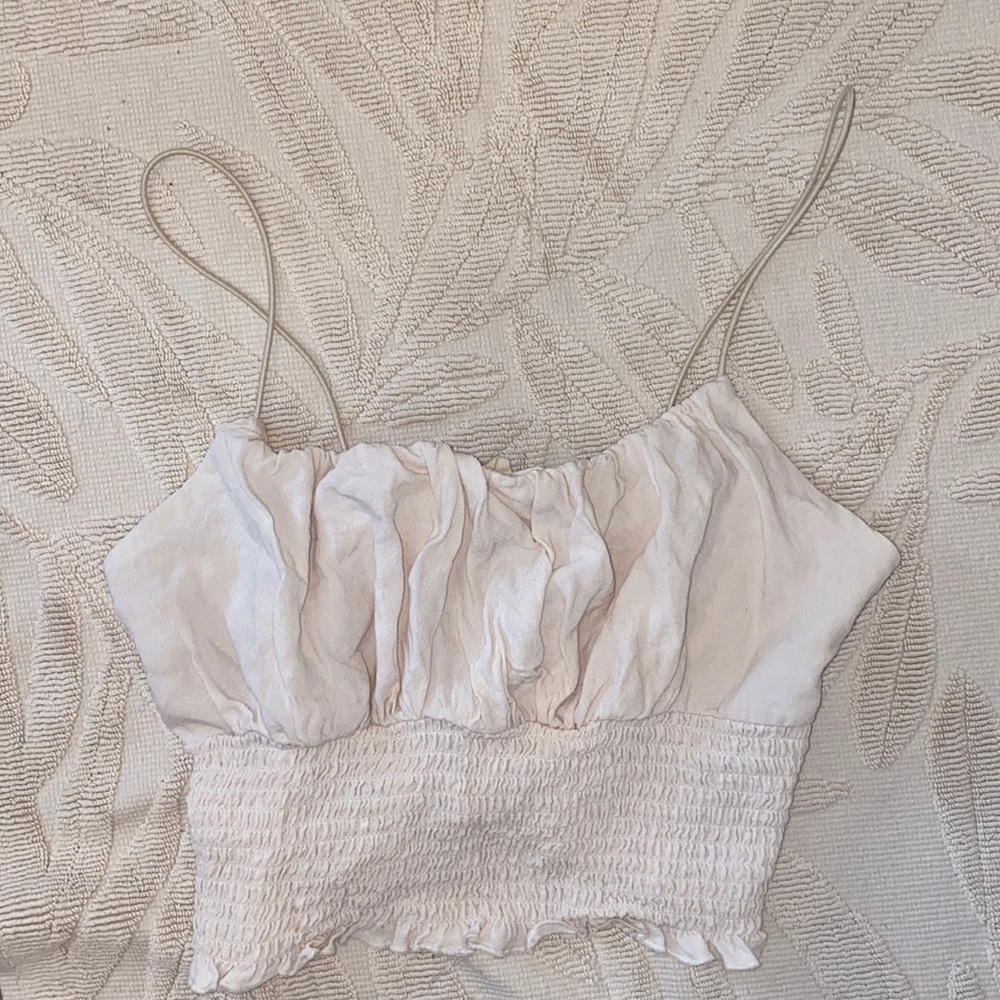 La hearts Cami crop top in a light cream color